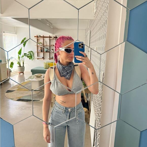 Wild Fable Light Blue Denim Bralette Top - Picture 4 of 7